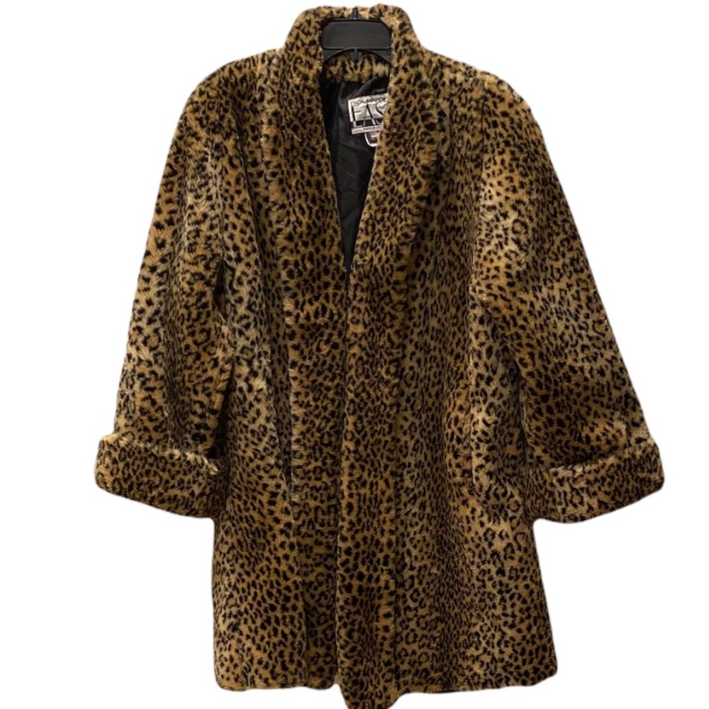 Leopard Faux fur coat size L
